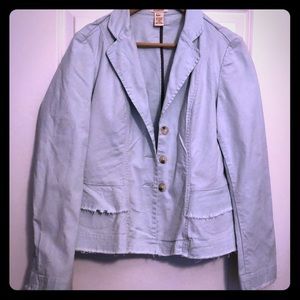 Sundance baby blue blazer w frayed accents